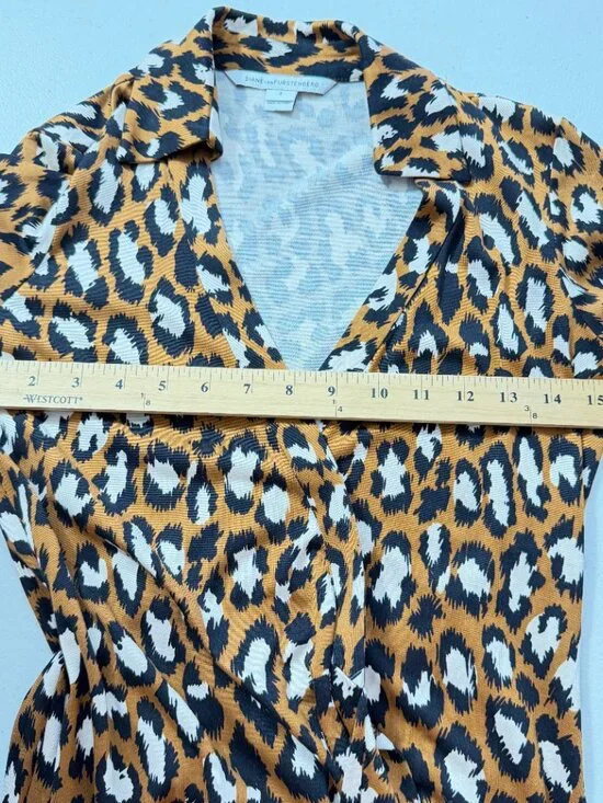 Diane von Furstenberg Silk Wrap Dress Leopard Cocktail 2 - Picture 10 of 12